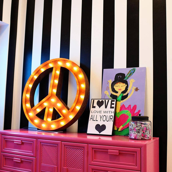 36” Large Peace Sign Vintage Marquee Sign with Lights (Rustic) - Buy ...
