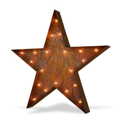 Marquee Symbol Lights - 36” Large Star Vintage Marquee Sign With Lights (Rustic)