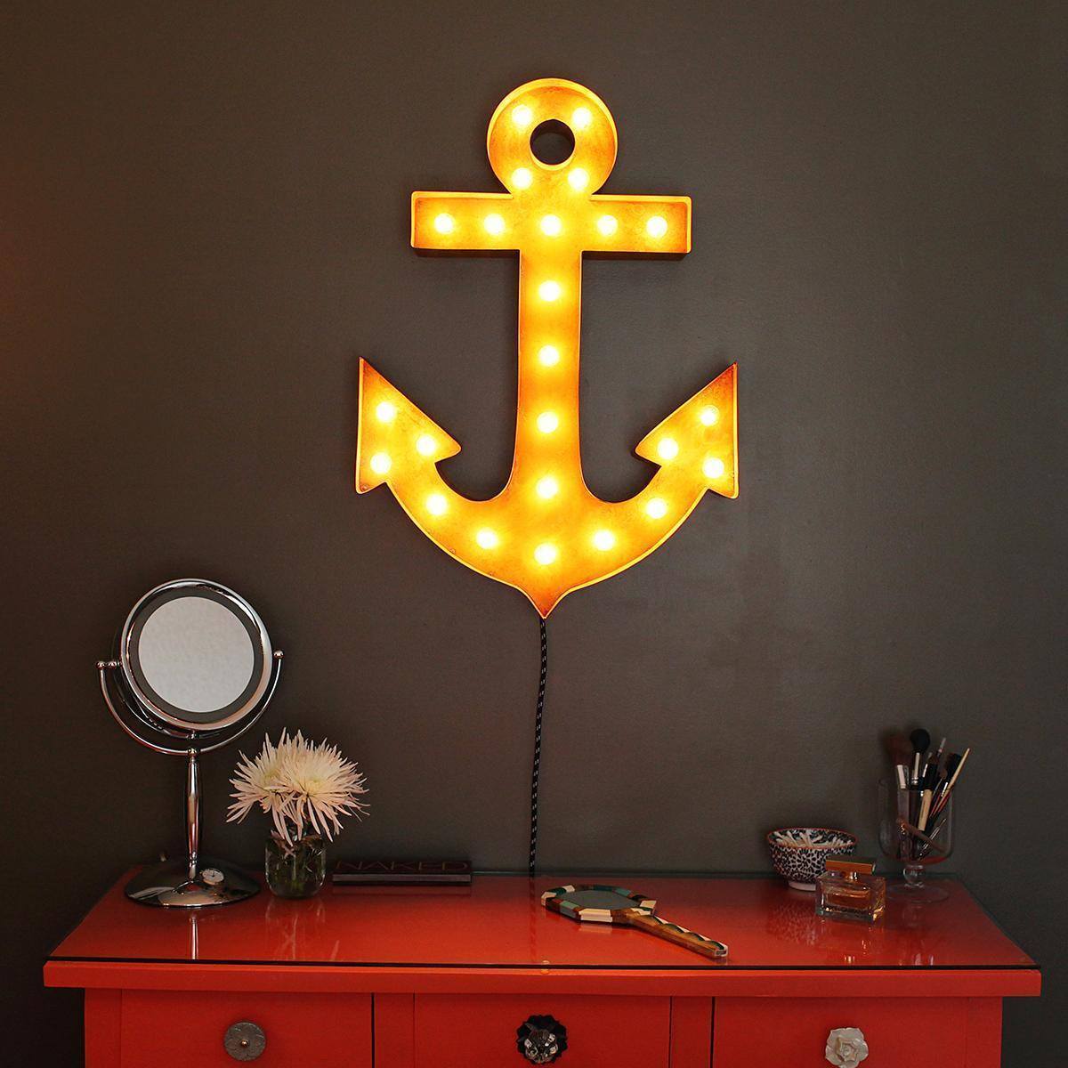 Anchor Vintage Marquee Sign with Lights (Rustic)