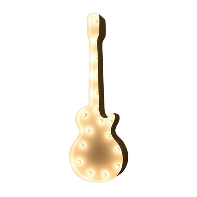 Marquee Symbol Lights - Guitar Vintage Marquee Lights Sign (White Finish)