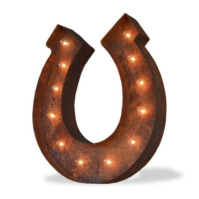 Marquee Symbol Lights - Horseshoe Vintage Marquee Lights Sign (Rustic)