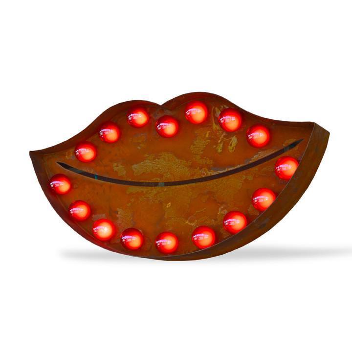 Kissing Lips Vintage Marquee Lights Sign (Rustic)