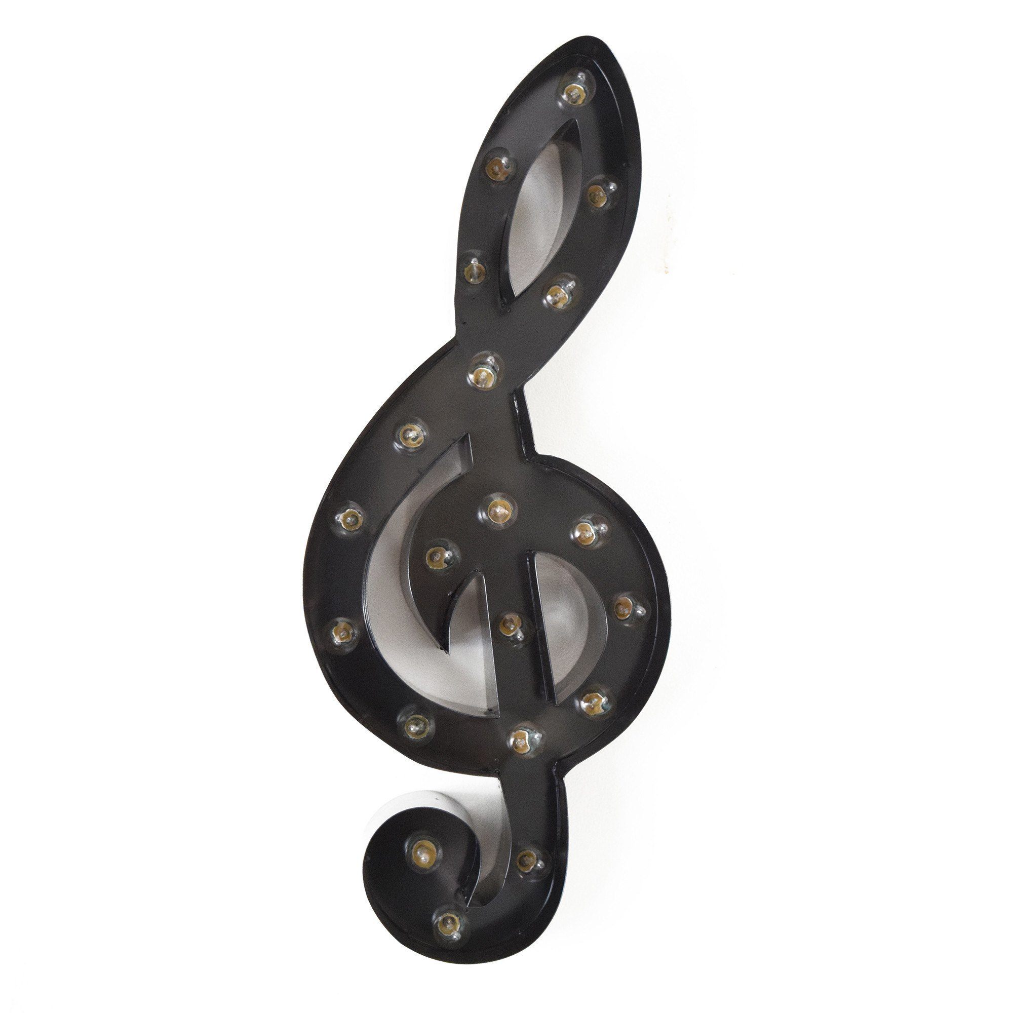 Marquee Symbol Lights - Music Treble Vintage Marquee Lights Sign (Black Finish)