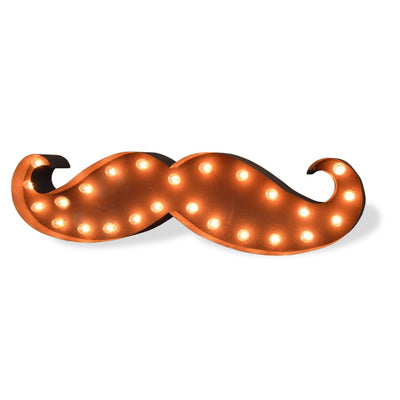 Marquee Symbol Lights - Mustache Vintage Marquee Lights Sign (Rustic)