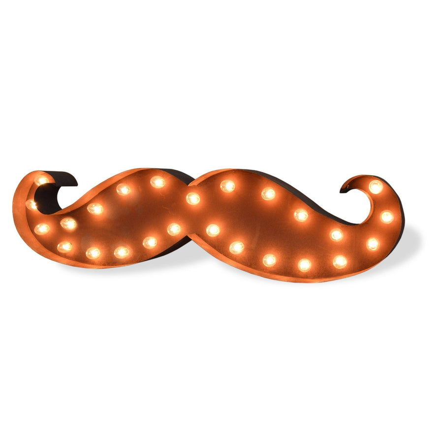 Marquee Symbol Lights - Mustache Vintage Marquee Lights Sign (Rustic)