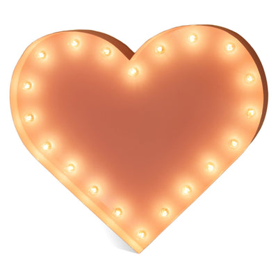 Marquee Symbol Lights - One Foot Small Heart Vintage Marquee Sign With Lights (Pink Finish)