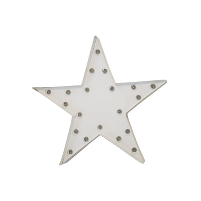 Marquee Symbol Lights - One Foot Small Star Vintage Marquee Sign (White Finish)