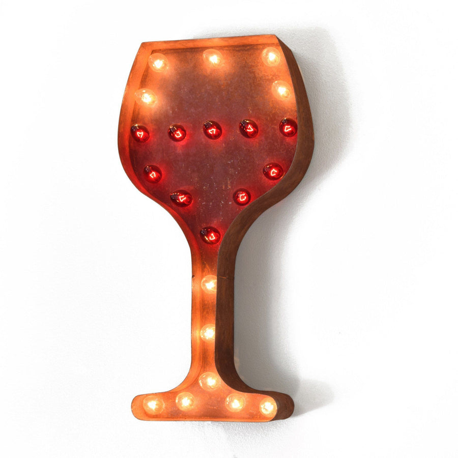 Marquee Symbol Lights - Wine Vintage Marquee Lights Sign With Red Lights (Rustic)