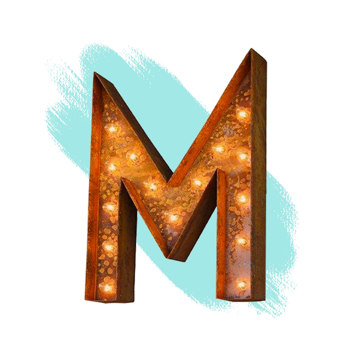 12" Modern Rust Letter Lights - The Rusty Marquee