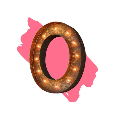 18" Letter O Lighted Vintage Marquee Letters (Modern Font/Rustic)
