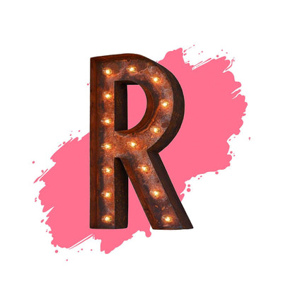 18" Letter R Lighted Vintage Marquee Letters (Modern Font/Rustic)