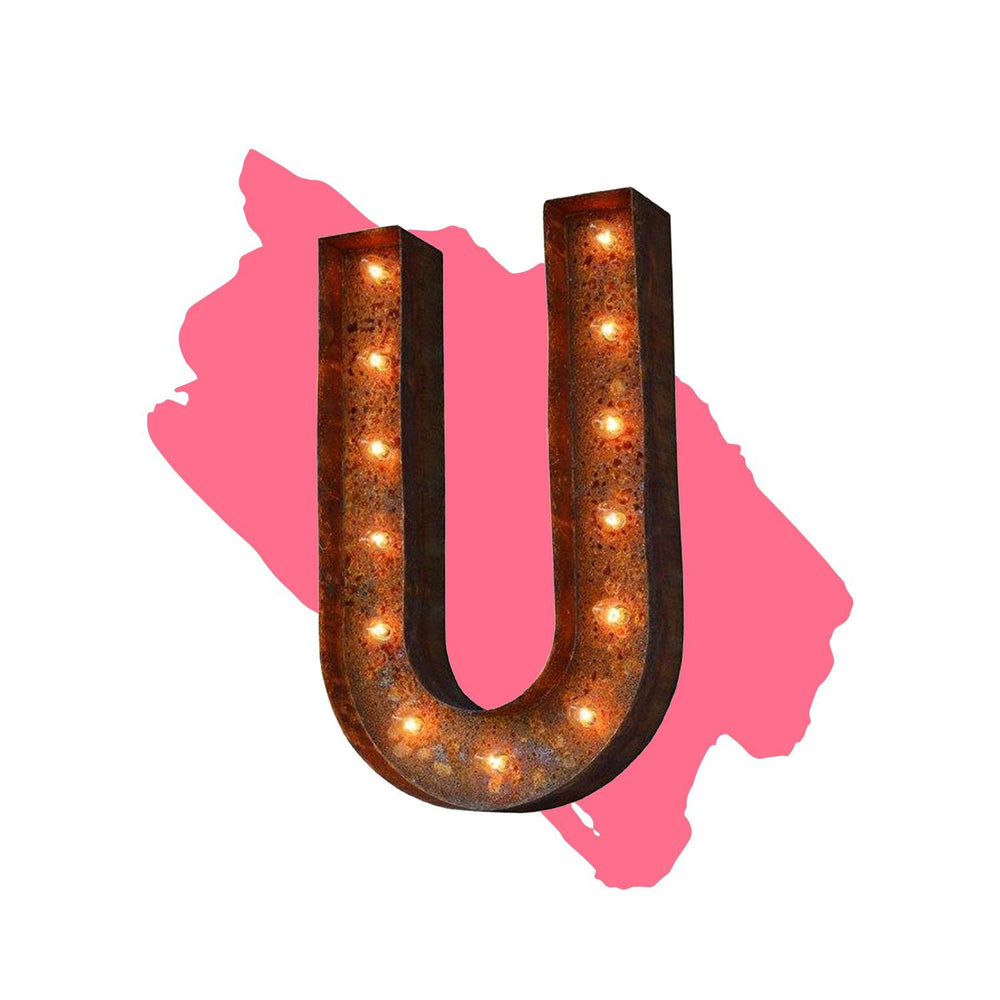 12” Letter U Lighted Vintage Marquee Letters (Modern Font/Rustic) - Buy ...