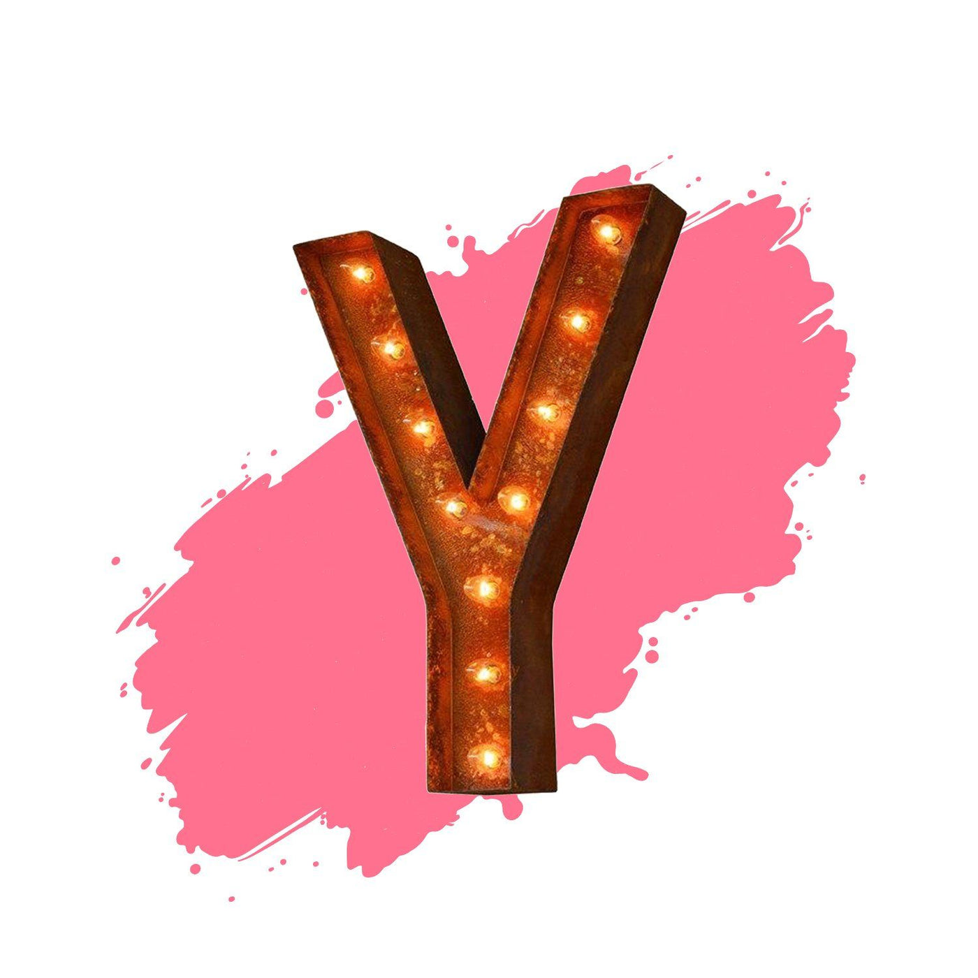 18" Letter Y Lighted Vintage Marquee Letters (Modern Font/Rustic)